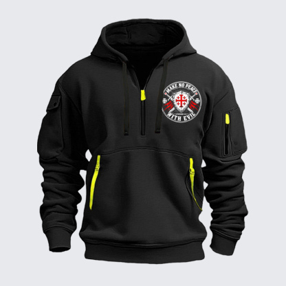 Zipper Hoodies - Make No Peace with Evil Knight Templar Jerusalem Cross