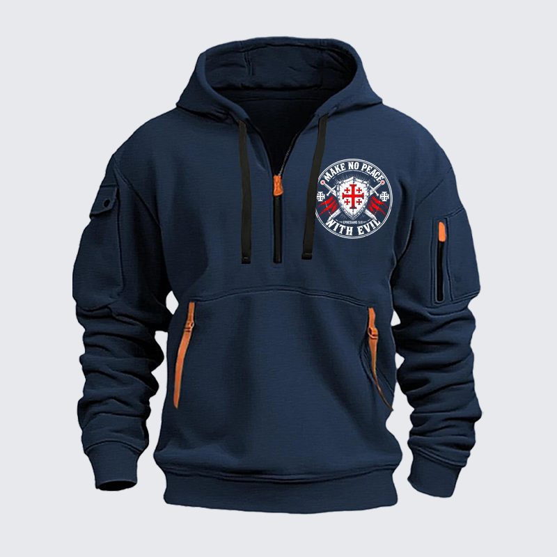 Zipper Hoodies - Make No Peace with Evil Knight Templar Jerusalem Cross