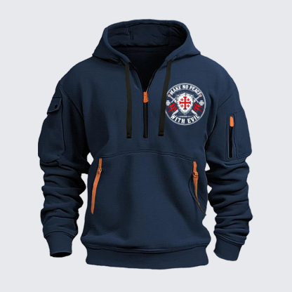 Zipper Hoodies - Make No Peace with Evil Knight Templar Jerusalem Cross