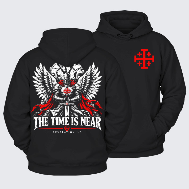 Plush Fleece-Lined Hoodie - The Time Is Near Revelation 1:3
