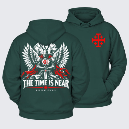Plush Fleece-Lined Hoodie - The Time Is Near Revelation 1:3