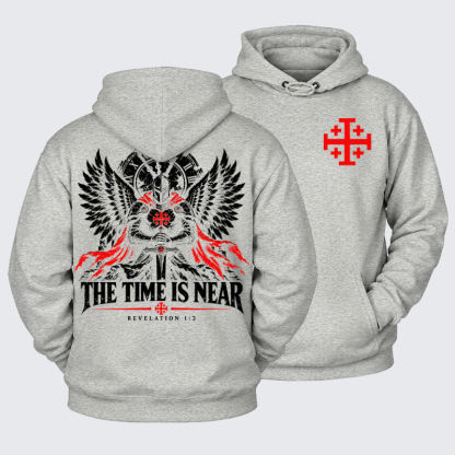 Plush Fleece-Lined Hoodie - The Time Is Near Revelation 1:3