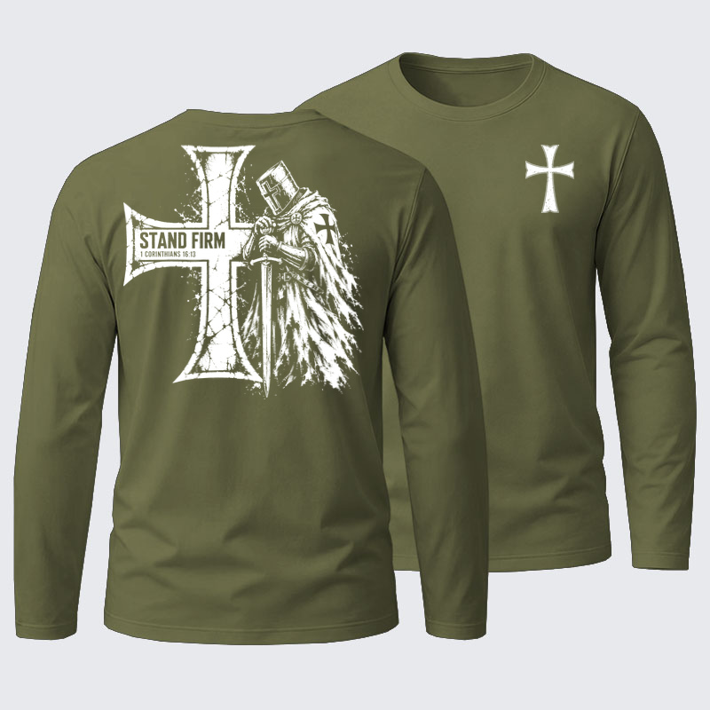 Long Sleeve Cotton Tee - Stand Firm – 1 Corinthians 16:13 Christian Knight