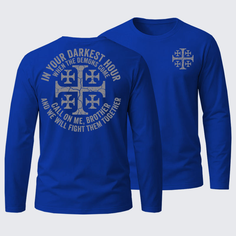 Long Sleeve Cotton Tee -Call On Me Brother – Knights of Faith