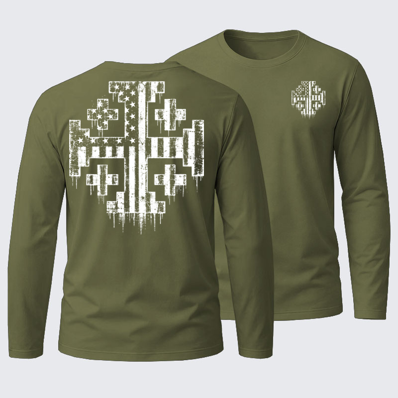 Long Sleeve Cotton Tee - A Man of God – Christian Warrior Knight & Lion