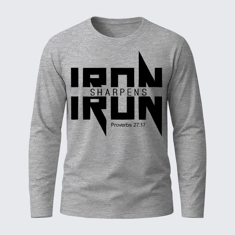 IRON SHARPENS IRON Proverbs 27:17 Christian Men's Long Sleeve
