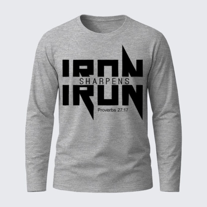 IRON SHARPENS IRON Proverbs 27:17 Christian Men's Long Sleeve