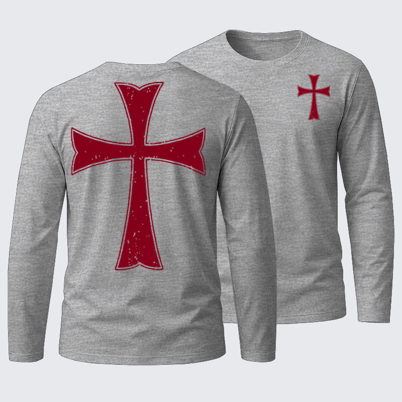 Knights Templar Crusader Cross Cotton Long Sleeve T-Shirt