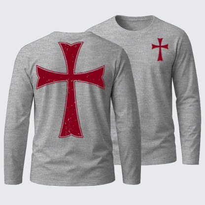 Knights Templar Crusader Cross Cotton Long Sleeve T-Shirt