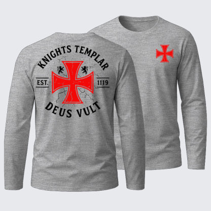 Knights Templar Deus Vult Cotton Long Sleeve T-Shirt