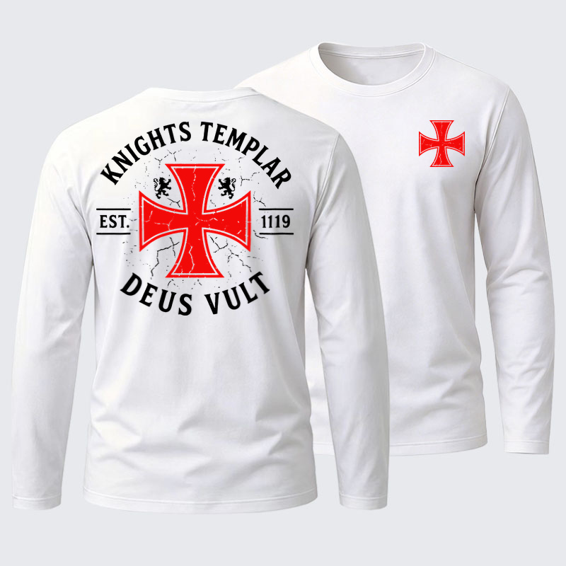 Knights Templar Deus Vult Cotton Long Sleeve T-Shirt