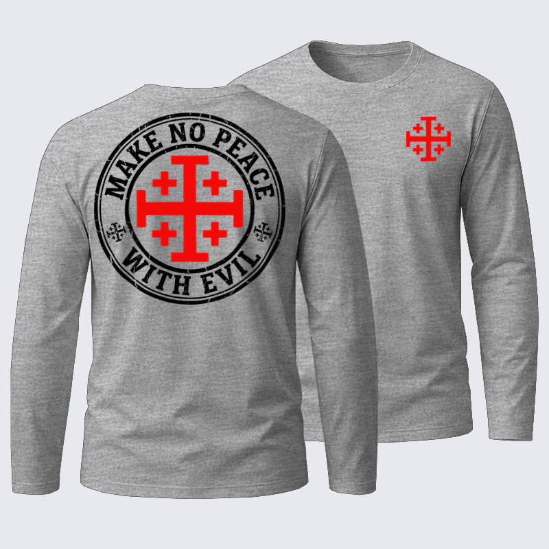 Make No Peace with Evil Knight Templar Jerusalem Cross Cotton Long Sleeve T-Shirt