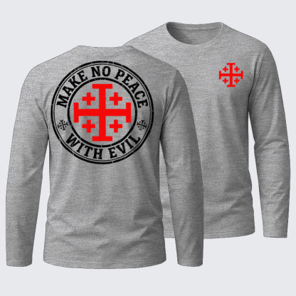 Make No Peace with Evil Knight Templar Jerusalem Cross Cotton Long Sleeve T-Shirt