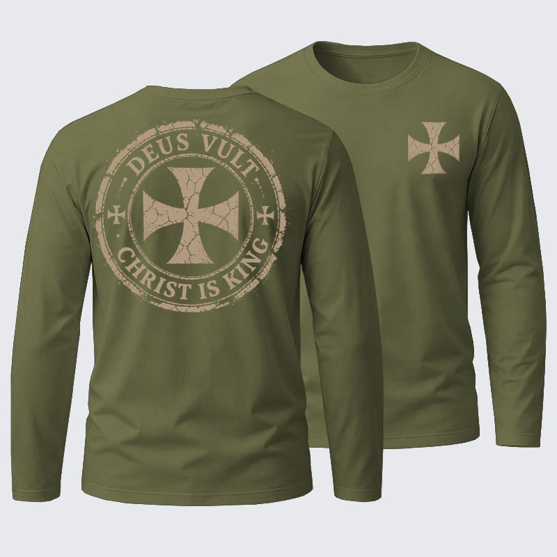 Deus Vult Christ Is King Cotton Long Sleeve T-Shirt