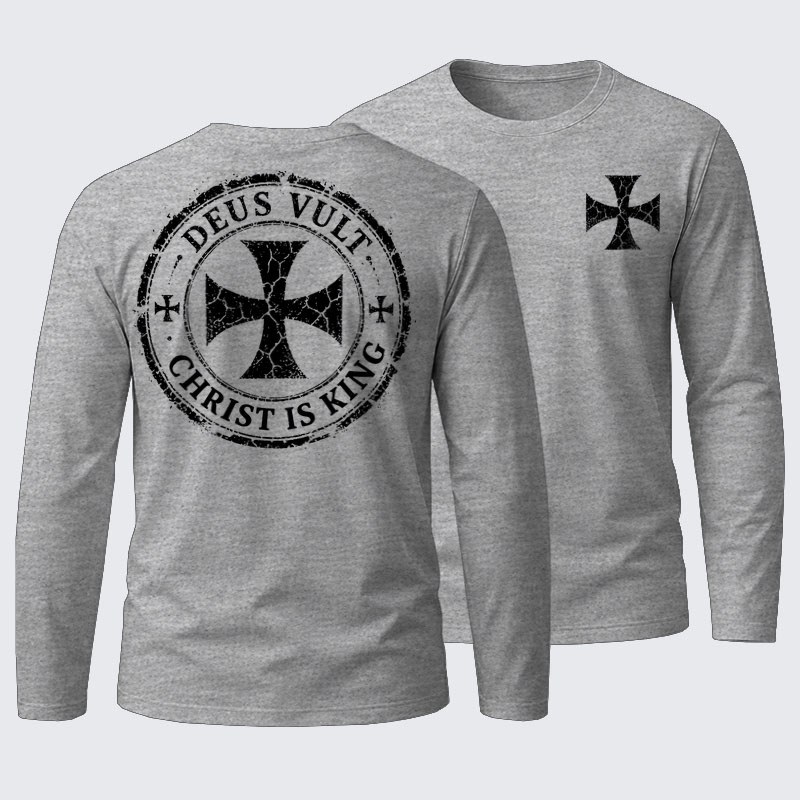 Deus Vult Christ Is King Cotton Long Sleeve T-Shirt