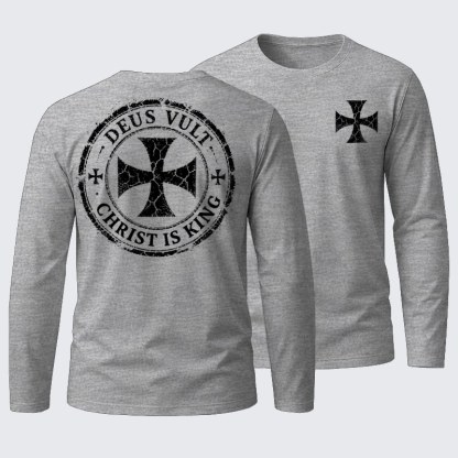 Deus Vult Christ Is King Cotton Long Sleeve T-Shirt