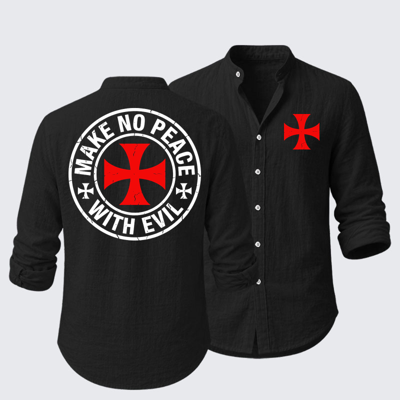 Make No Peace with Evil Knight Templar Cross Resort Casual Shirt