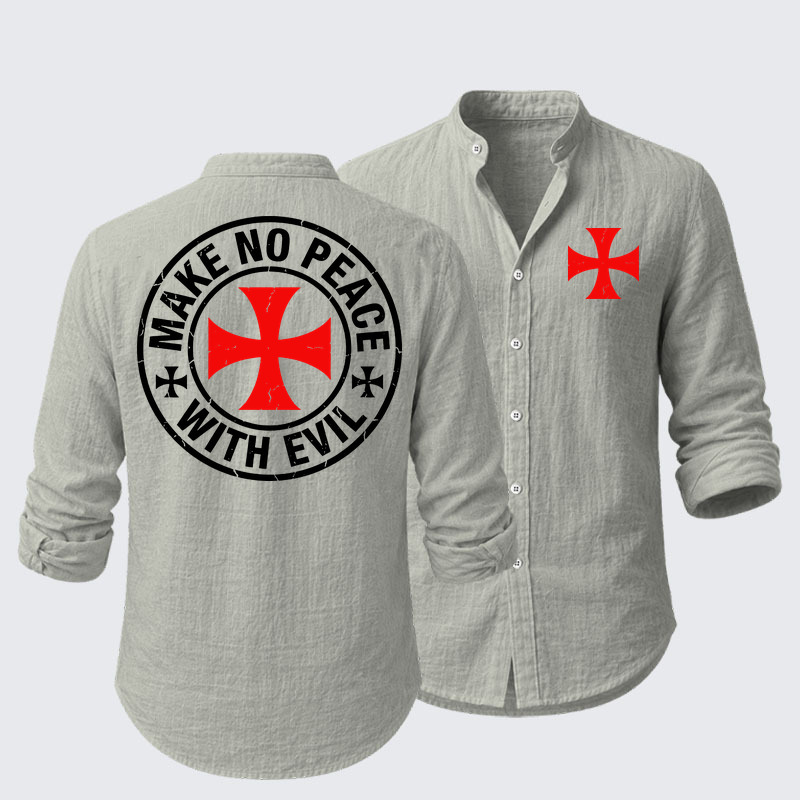 Make No Peace with Evil Knight Templar Cross Resort Casual Shirt