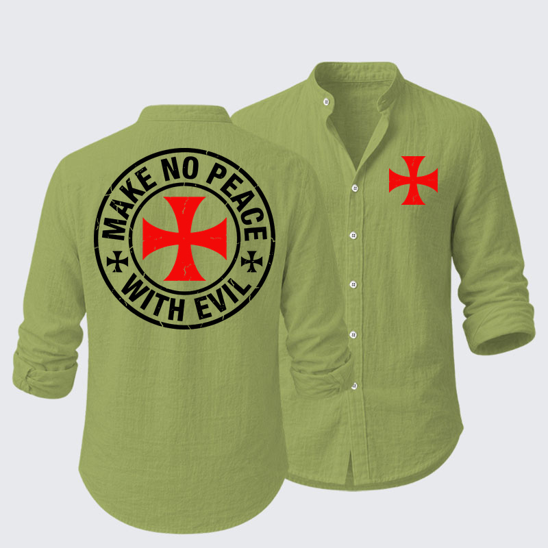 Make No Peace with Evil Knight Templar Cross Resort Casual Shirt