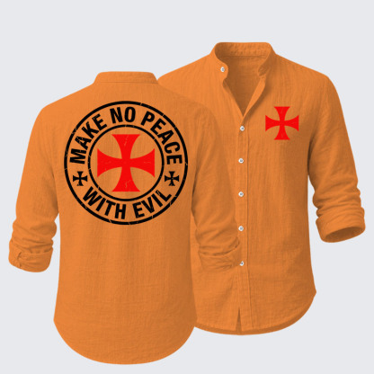Make No Peace with Evil Knight Templar Cross Resort Casual Shirt