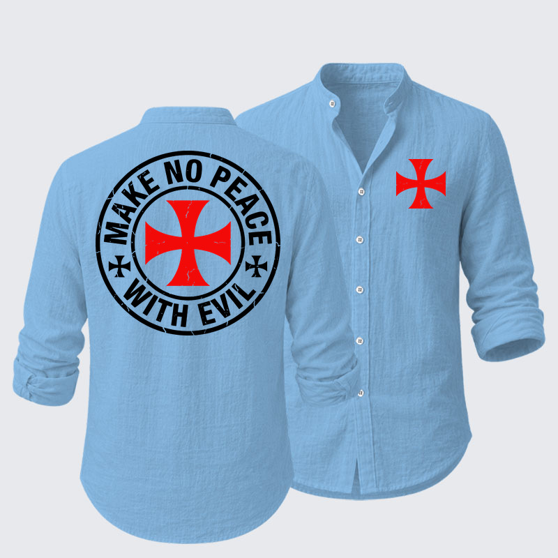 Make No Peace with Evil Knight Templar Cross Resort Casual Shirt