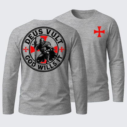 Knights Templar Deus Vult Cotton Long Sleeve T-Shirt