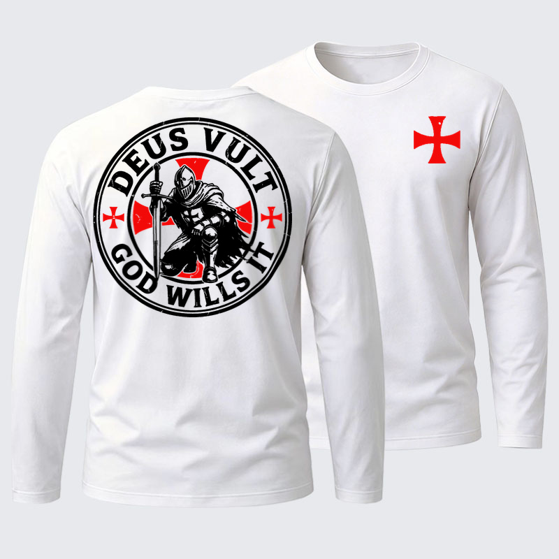 Knights Templar Deus Vult Cotton Long Sleeve T-Shirt