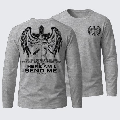 Here I Am Send Me Isaiah 6:8 Knight Templar Crusader Cotton Long Sleeve T-Shirt