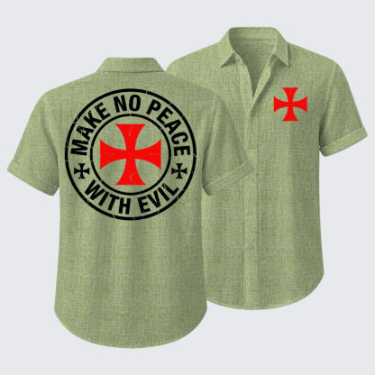 Make No Peace with Evil Knight Templar Cross Short Sleeve Shirt