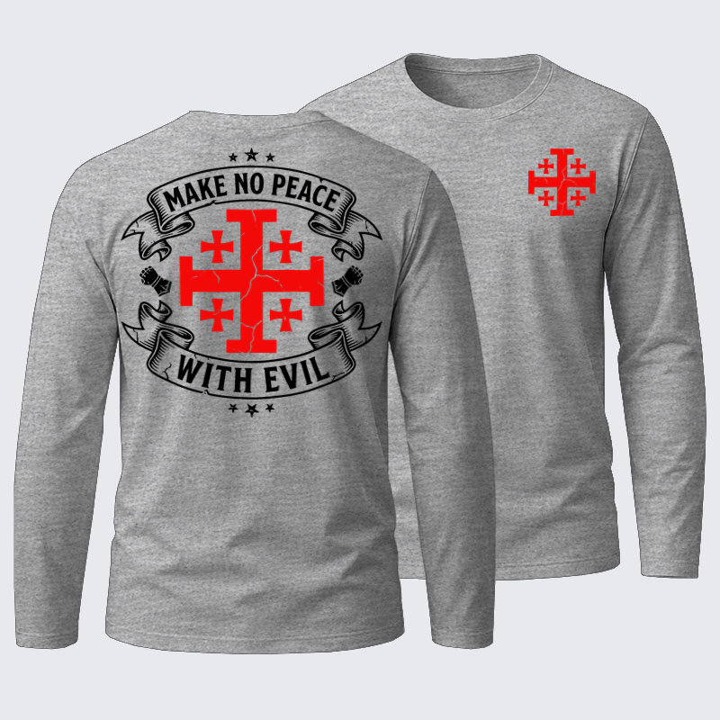 Make No Peace with Evil Knight Templar Jerusalem Cross Cotton Long Sleeve T-Shirt