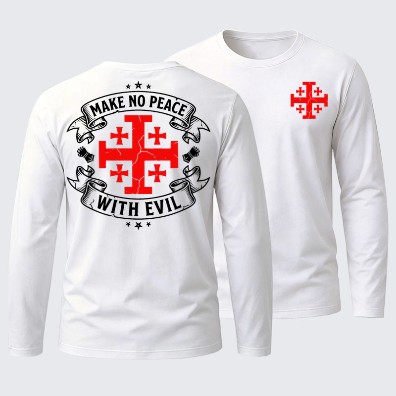 Make No Peace with Evil Knight Templar Jerusalem Cross Cotton Long Sleeve T-Shirt