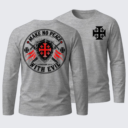 Make No Peace with Evil Knight Templar Jerusalem Cross Cotton Long Sleeve T-Shirt