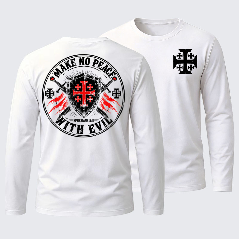 Make No Peace with Evil Knight Templar Jerusalem Cross Cotton Long Sleeve T-Shirt
