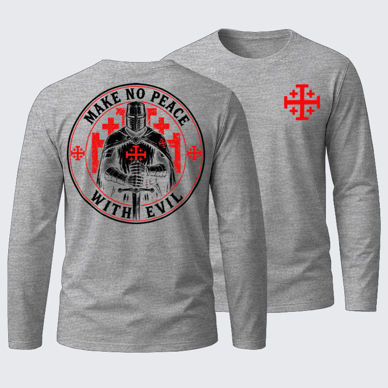 Make No Peace with Evil Knight Templar Jerusalem Cross Cotton Long Sleeve T-Shirt