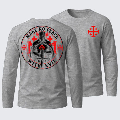 Make No Peace with Evil Knight Templar Jerusalem Cross Cotton Long Sleeve T-Shirt