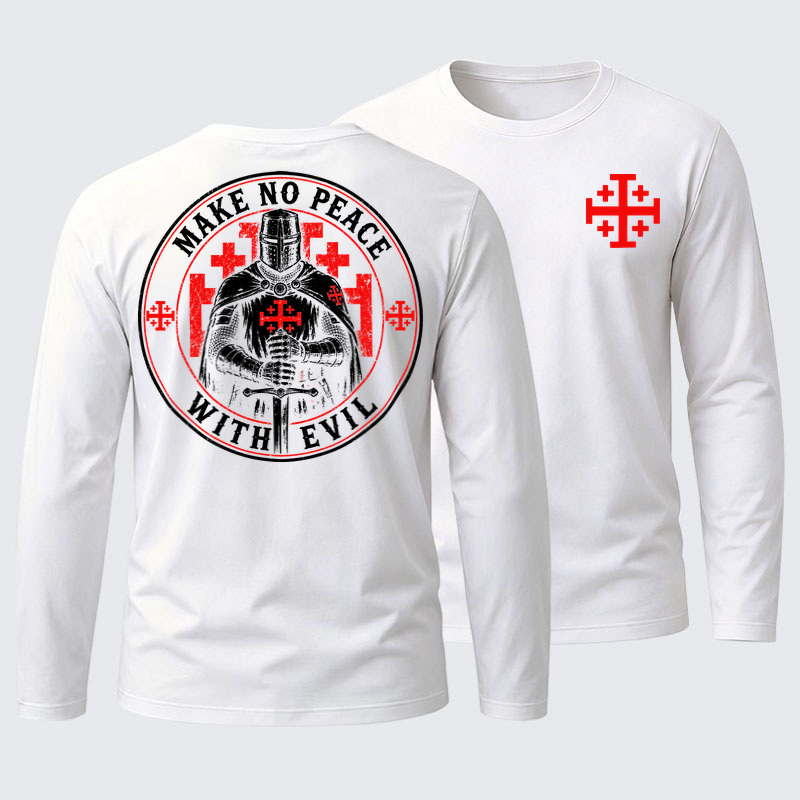 Make No Peace with Evil Knight Templar Jerusalem Cross Cotton Long Sleeve T-Shirt