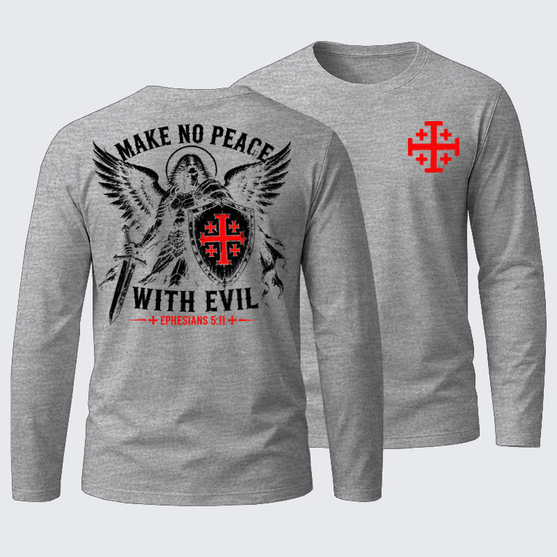 Make No Peace with Evil Knight Templar Jerusalem Cross Cotton Long Sleeve T-Shirt