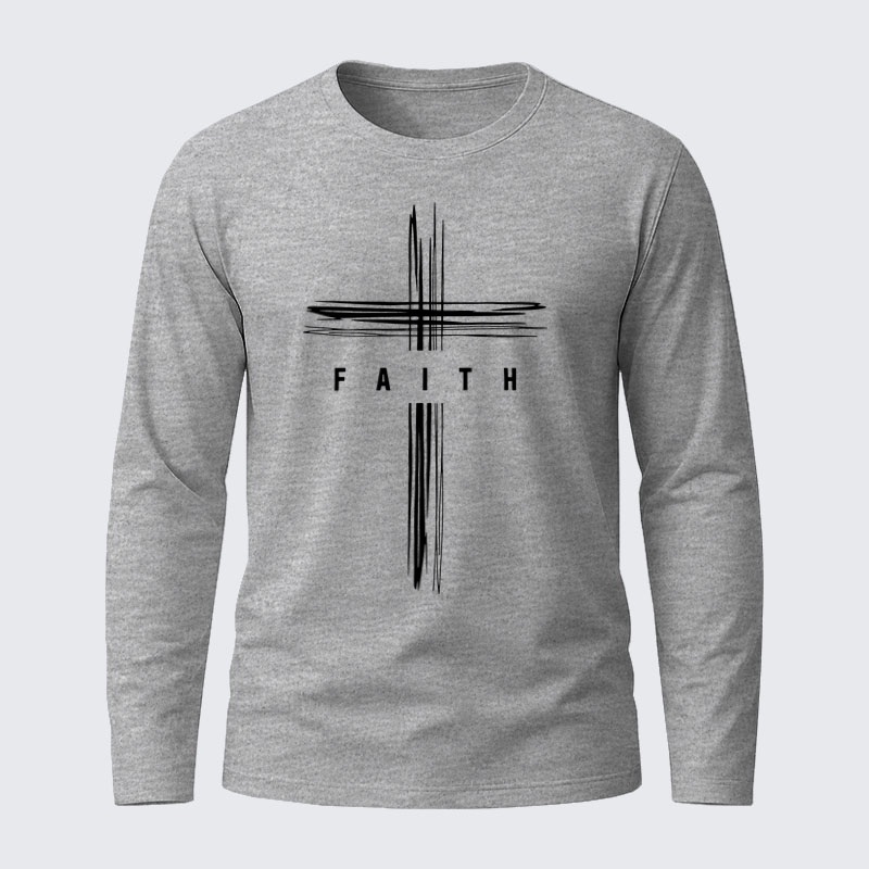 Faith Cross  Jesus God Christian Cotton Long Sleeve T-Shirt