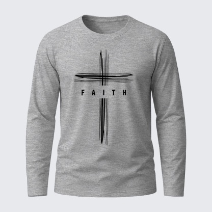 Faith Cross  Jesus God Christian Cotton Long Sleeve T-Shirt