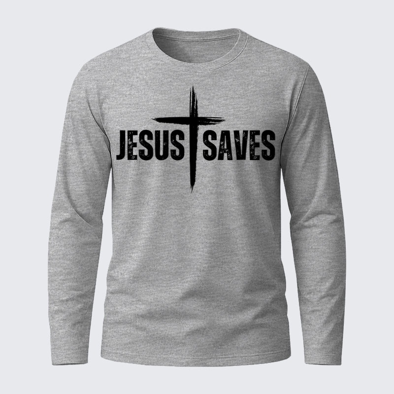 Jesus Saves Jesus God Christian Cotton Long Sleeve T-Shirt-soulsbelief