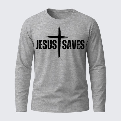 Jesus Saves Jesus God Christian Cotton Long Sleeve T-Shirt