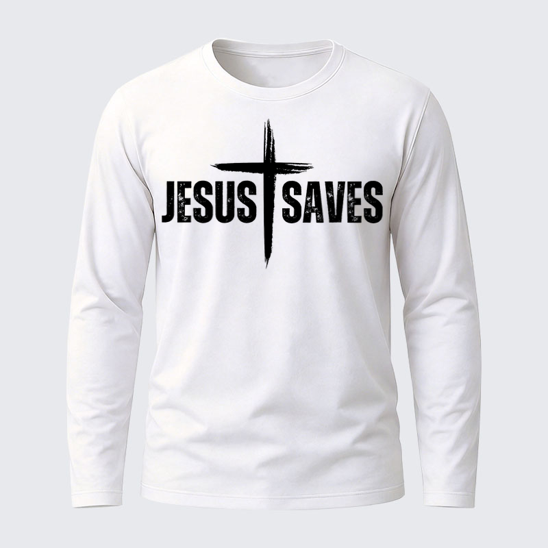 Jesus Saves Jesus God Christian Cotton Long Sleeve T-Shirt