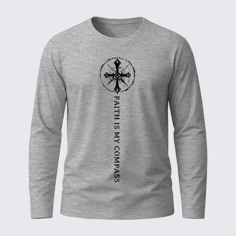 Faith Is My Compass  Jesus God Christian Cotton Long Sleeve T-Shirt