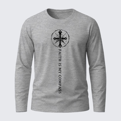 Faith Is My Compass  Jesus God Christian Cotton Long Sleeve T-Shirt