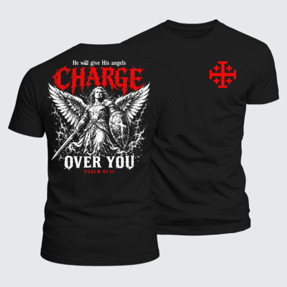 Luxe Mercerized Cotton Tee - He Will Give His Angels Charge Over You – Psalm 91:11