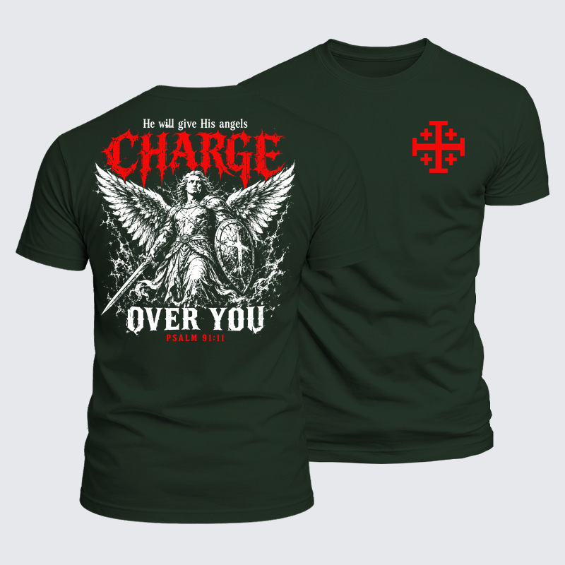 Luxe Mercerized Cotton Tee - He Will Give His Angels Charge Over You – Psalm 91:11