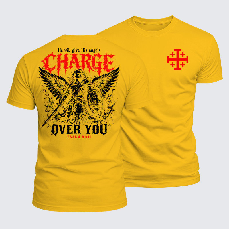 Luxe Mercerized Cotton Tee - He Will Give His Angels Charge Over You – Psalm 91:11