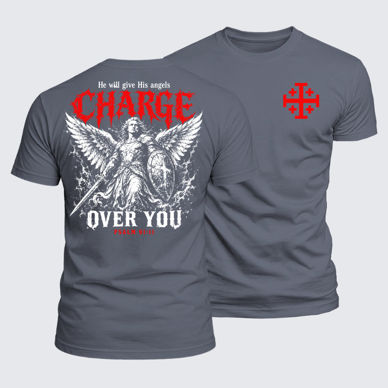 Luxe Mercerized Cotton Tee - He Will Give His Angels Charge Over You – Psalm 91:11