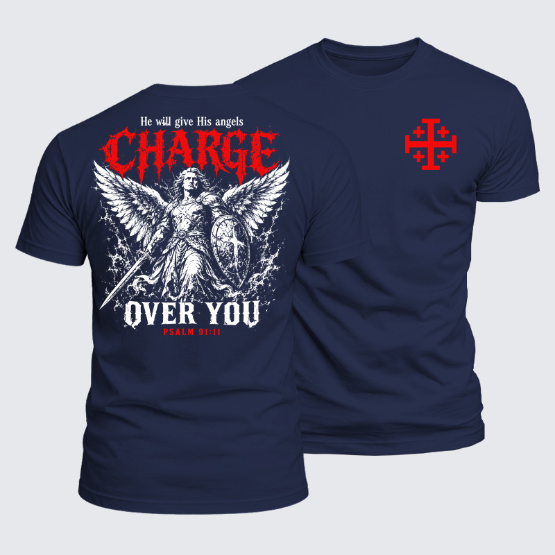 Luxe Mercerized Cotton Tee - He Will Give His Angels Charge Over You – Psalm 91:11