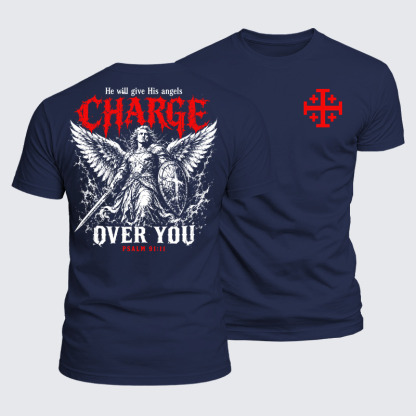 Luxe Mercerized Cotton Tee - He Will Give His Angels Charge Over You – Psalm 91:11